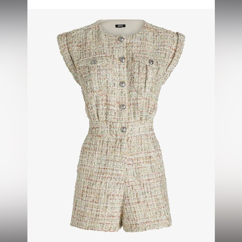 Express Multicolor Tweed Romper - image 4